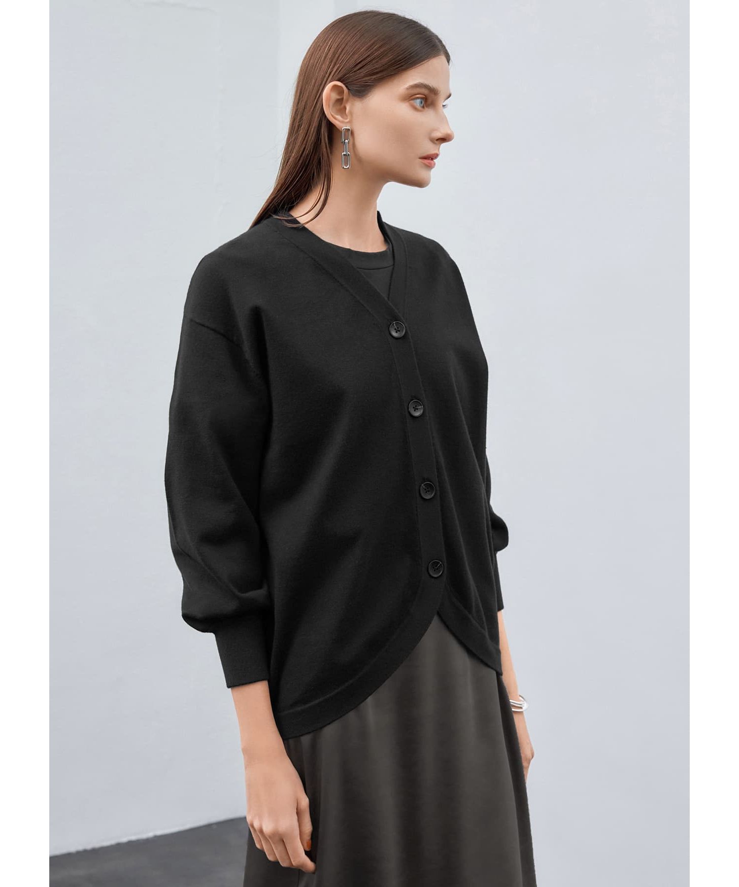 STYLE DELI「スムースタッチラウンドカーディガン」|カーディガン|ブラック