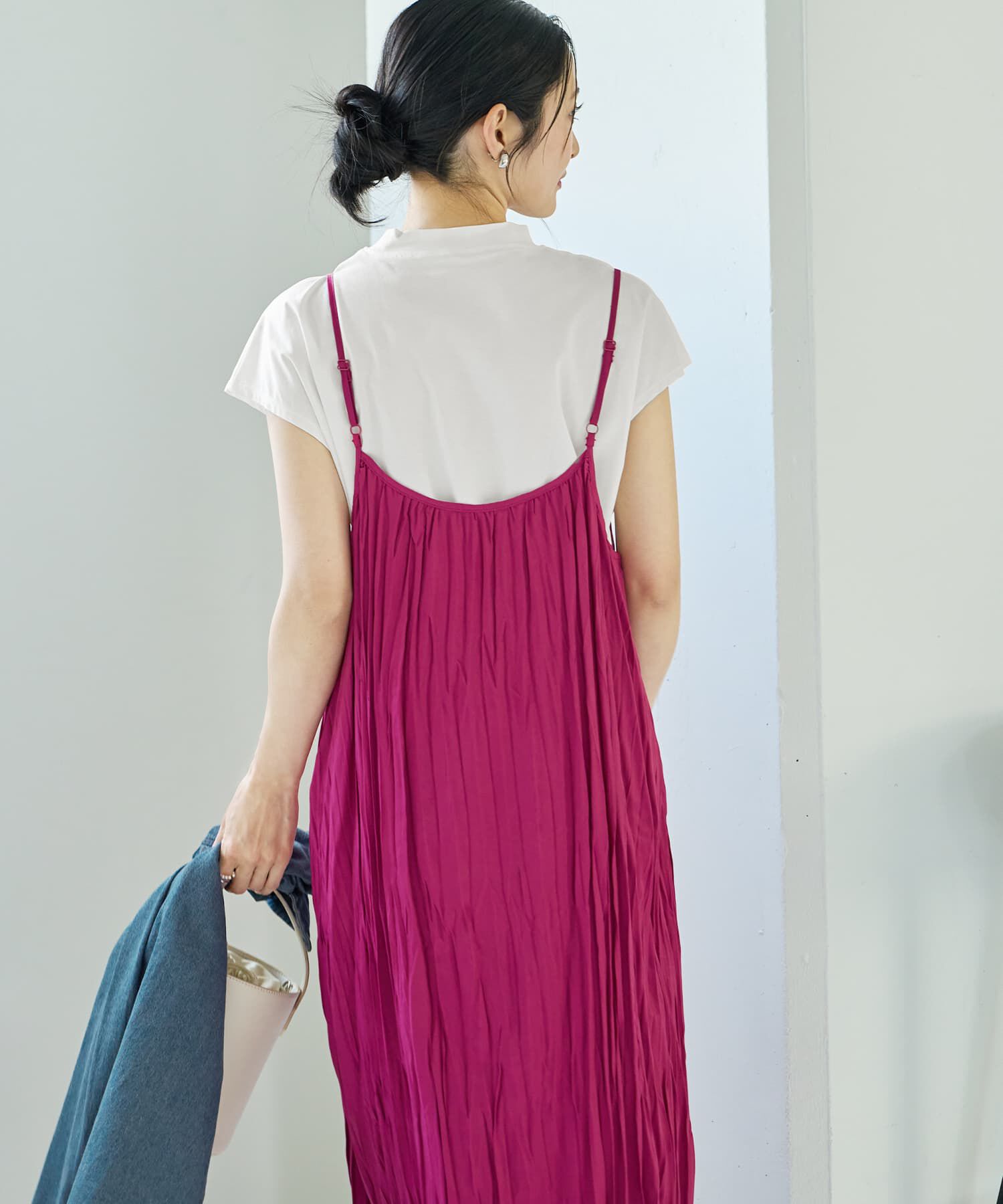 STYLE DELI「ランダムプリーツロングキャミワンピース」|ワンピース|