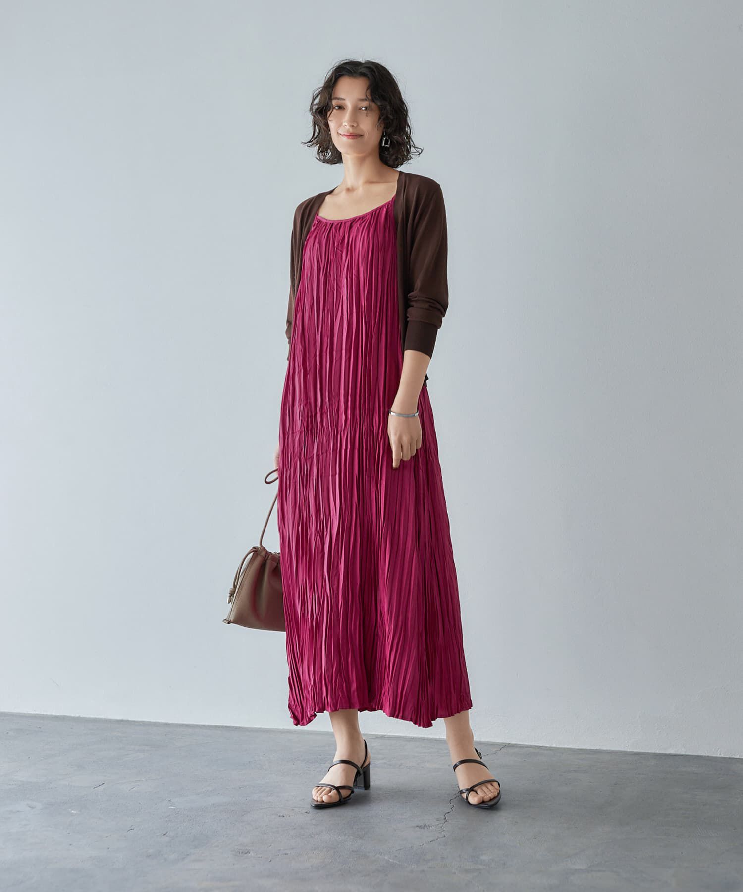 STYLE DELI「ランダムプリーツロングキャミワンピース」|ワンピース|