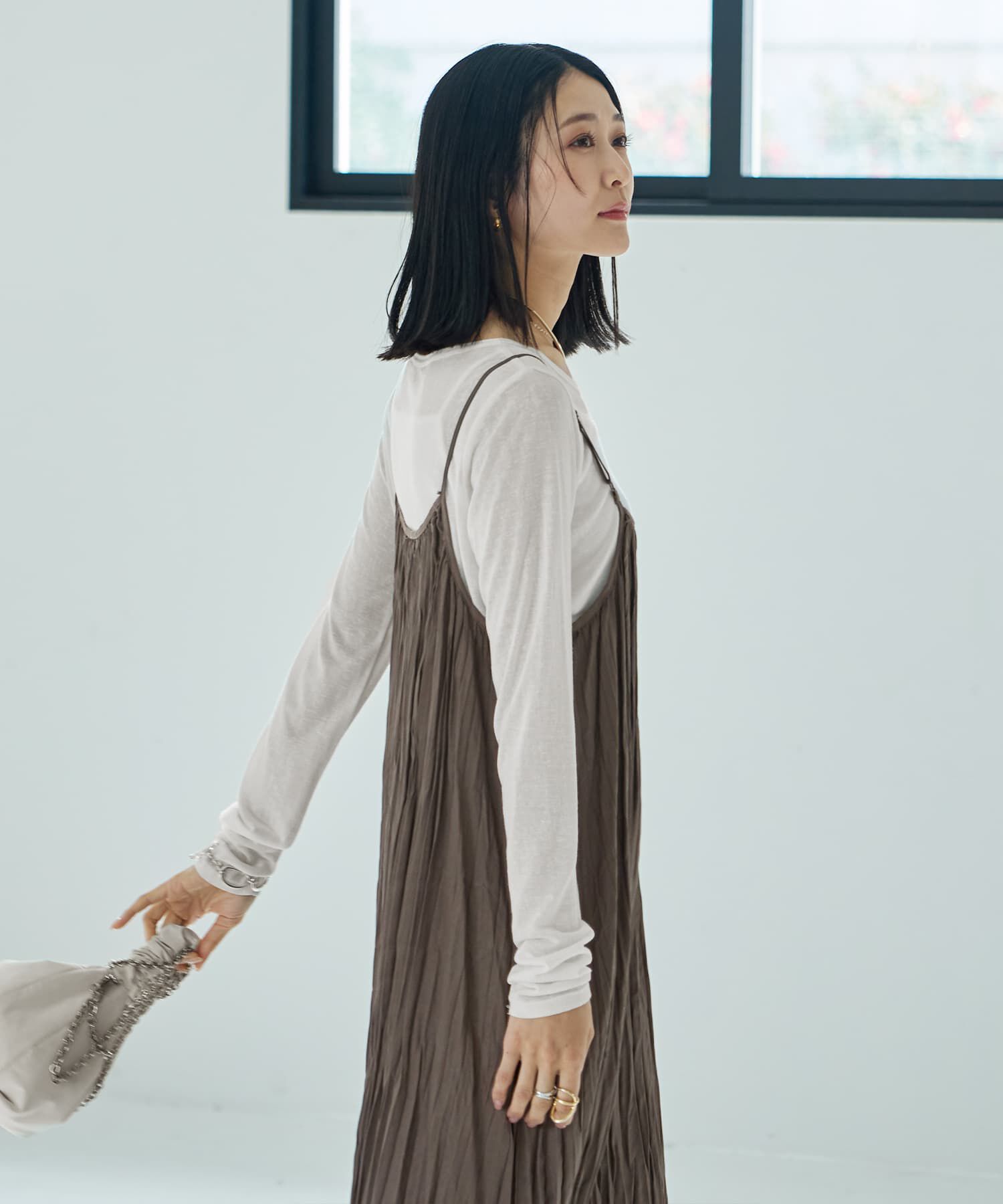 STYLE DELI「ランダムプリーツロングキャミワンピース」|ワンピース|