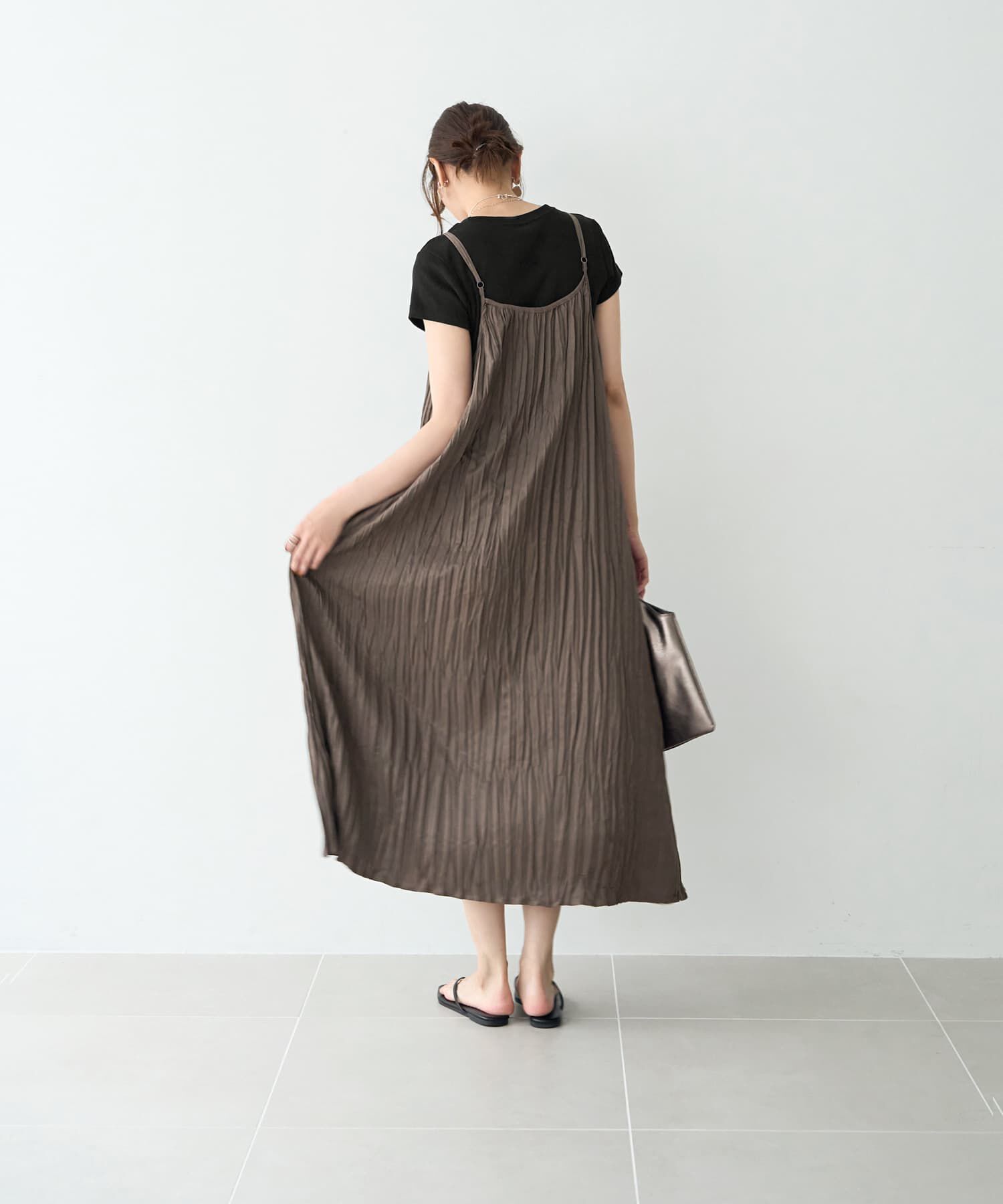 STYLE DELI「ランダムプリーツロングキャミワンピース」|ワンピース|