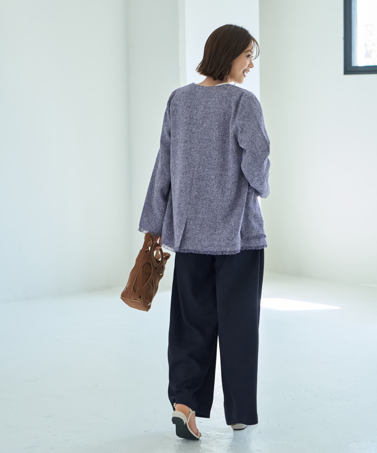 STYLE DELI「サマーツイードポケットジャケット」|ノーカラージャケット|