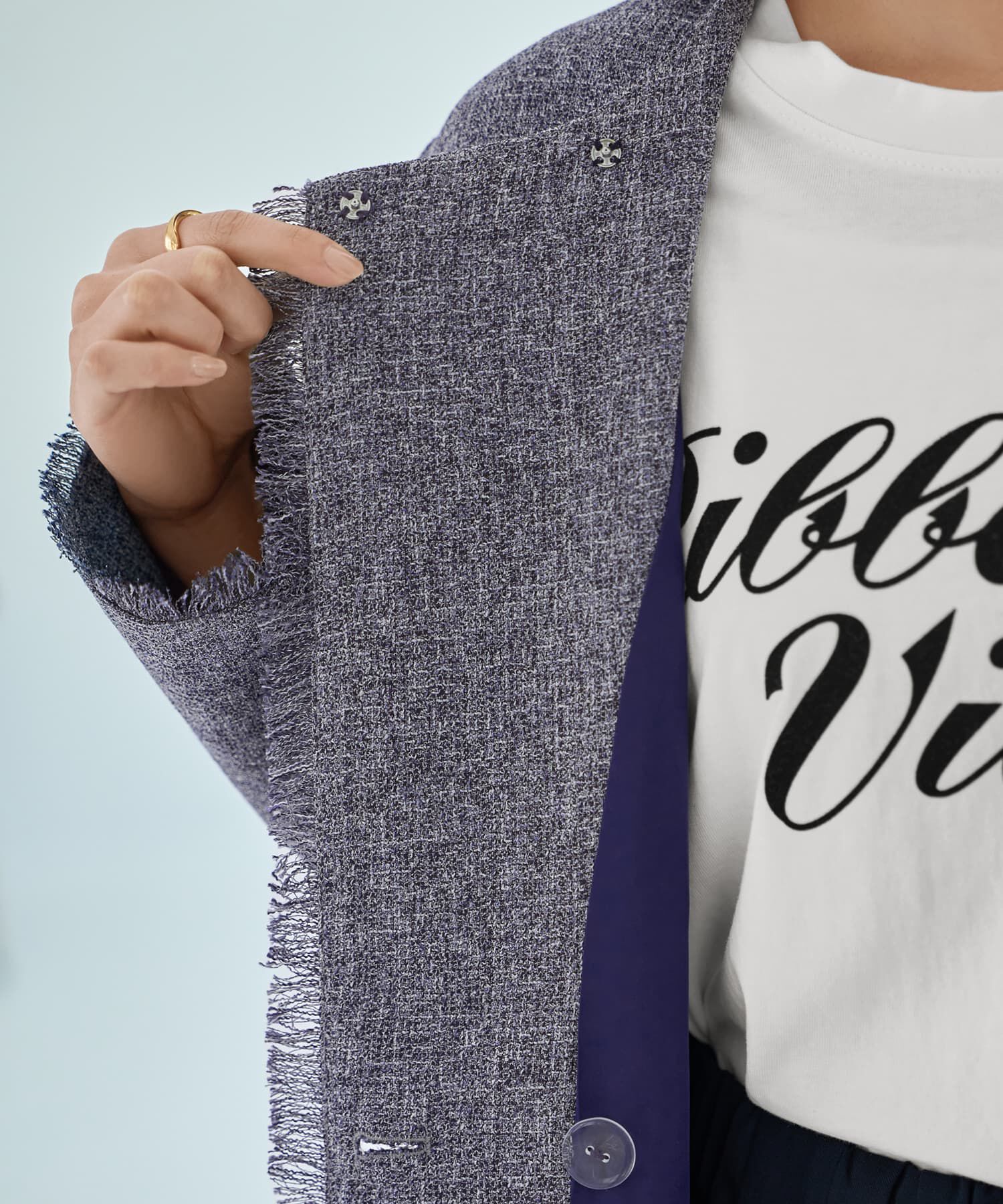 STYLE DELI「サマーツイードポケットジャケット」|ノーカラージャケット|