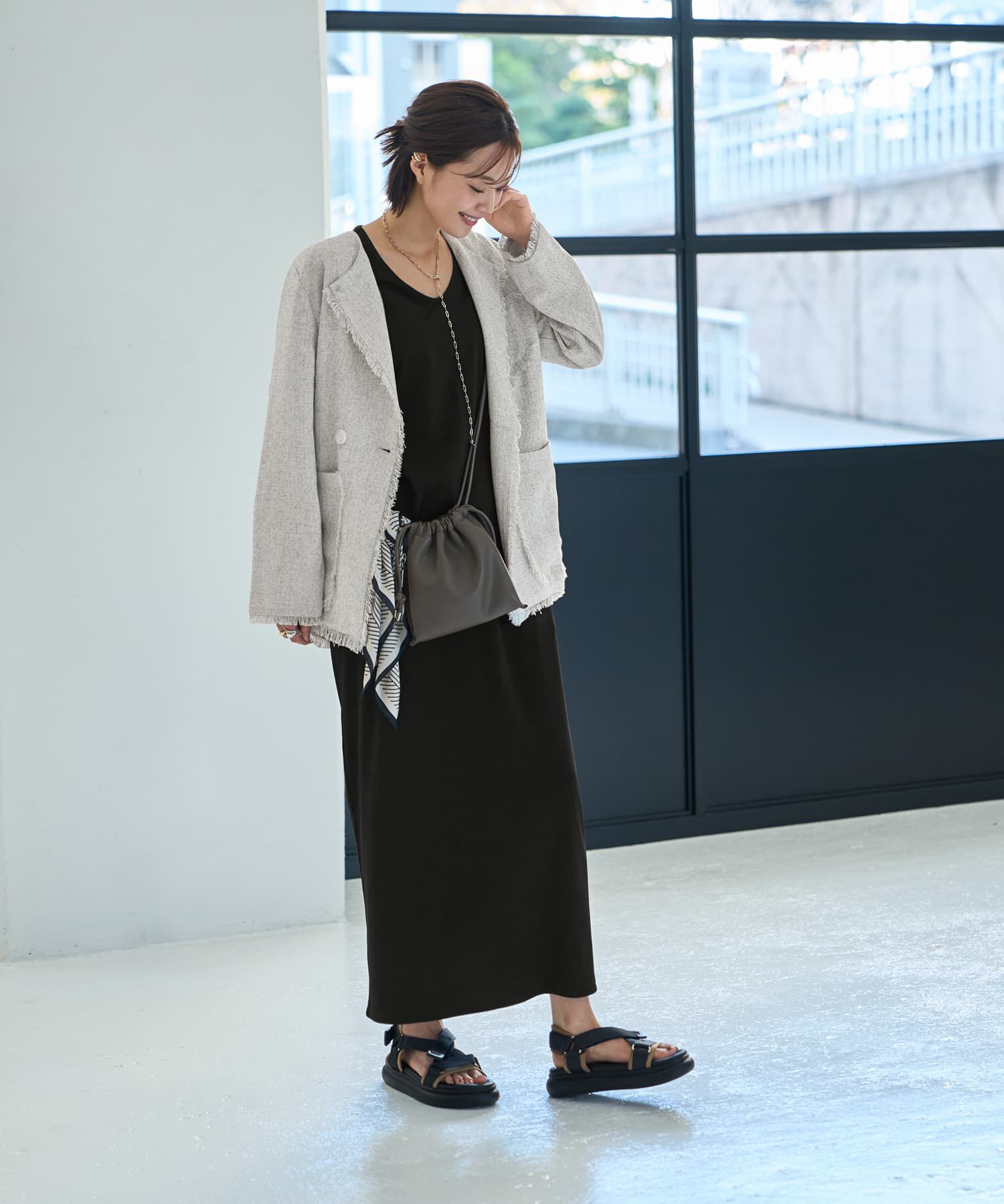 STYLE DELI「サマーツイードポケットジャケット」|ノーカラージャケット|