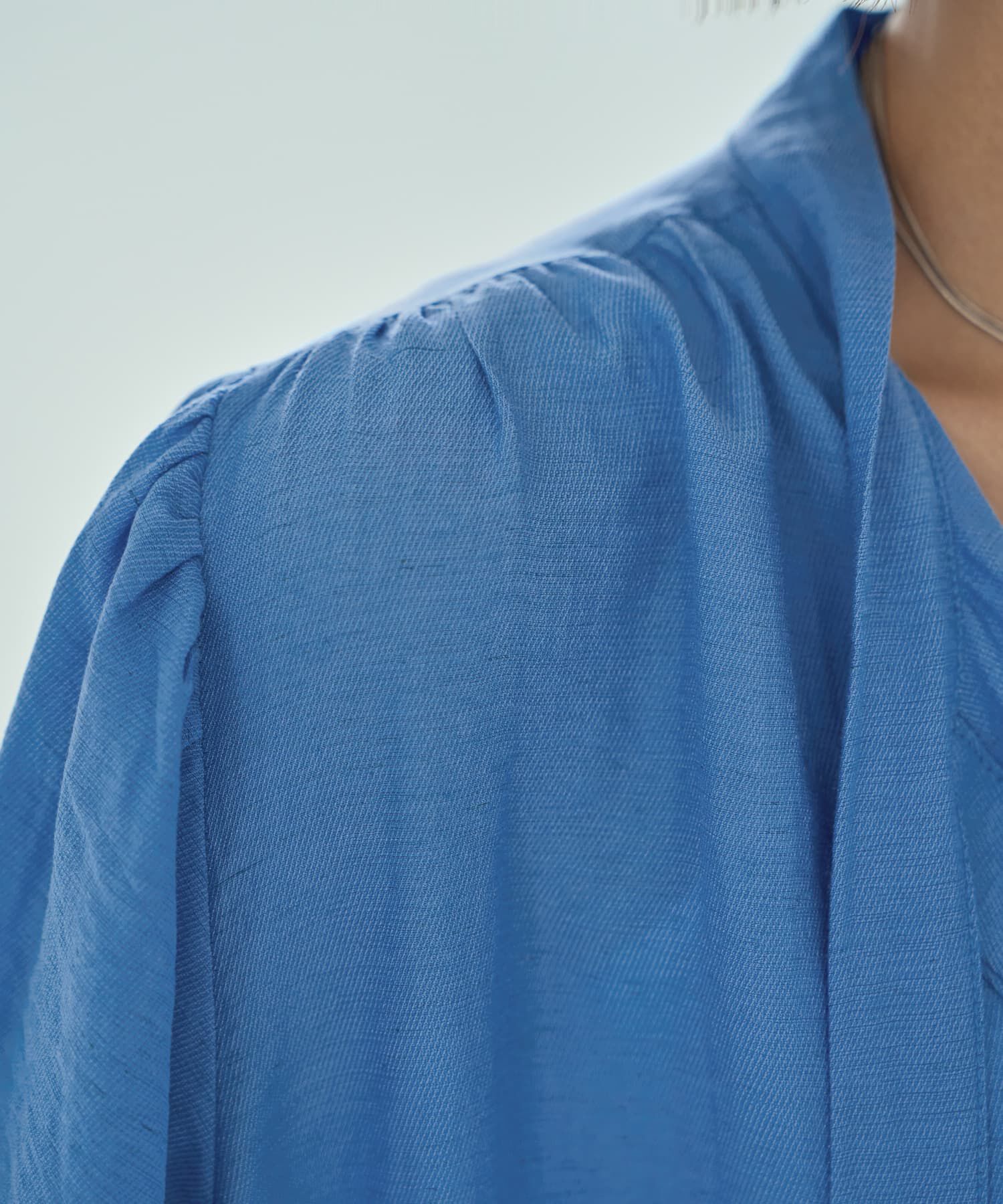 STYLE DELI「綿麻混紡ロングボウタイギャザーワンピース」|ワンピース|