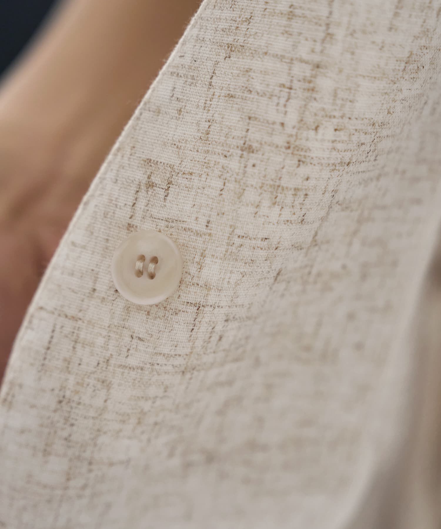 STYLE DELI「綿麻ノーカラー５分袖ジャケット」|ノーカラージャケット|