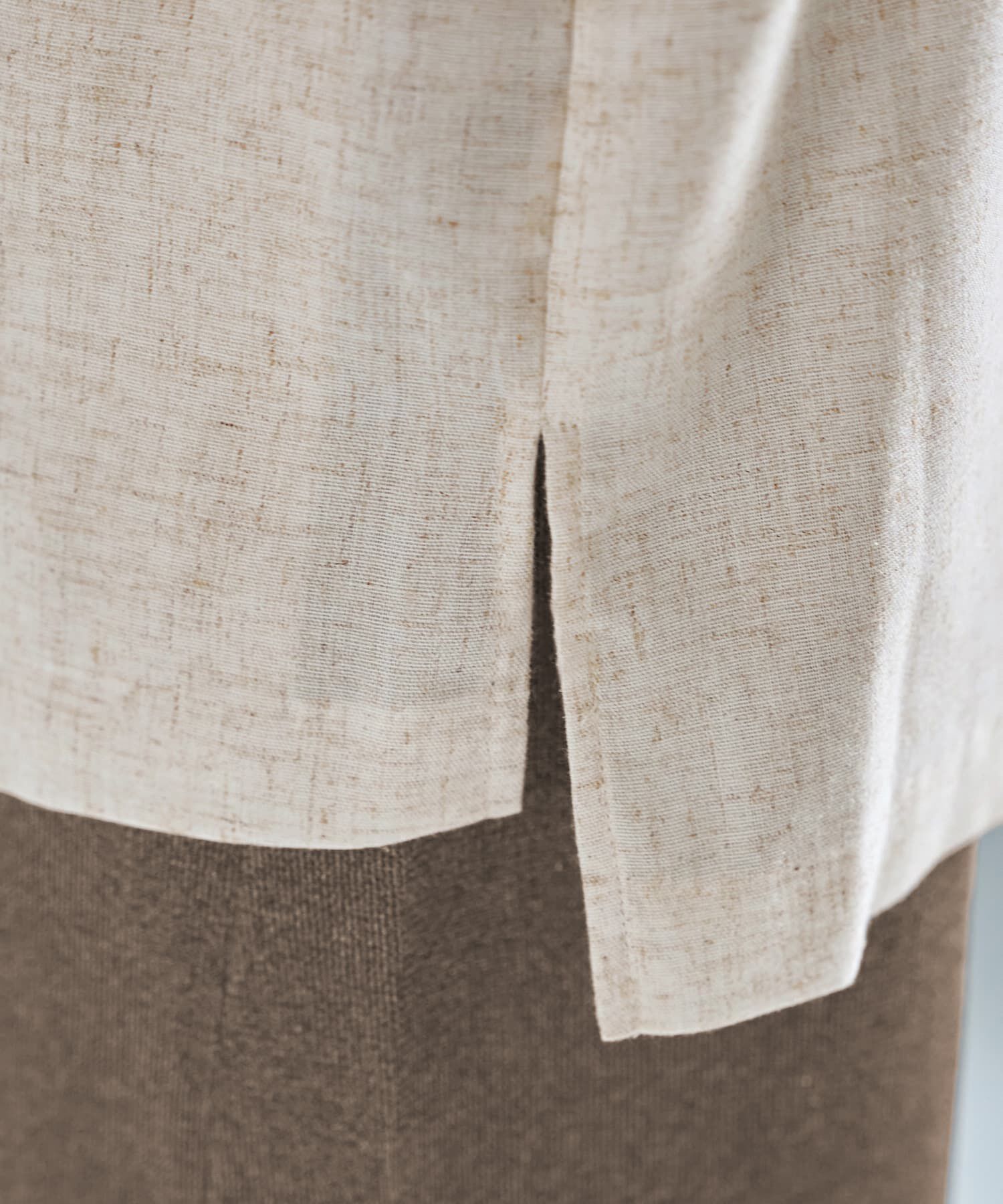 STYLE DELI「綿麻ノーカラー５分袖ジャケット」|ノーカラージャケット|