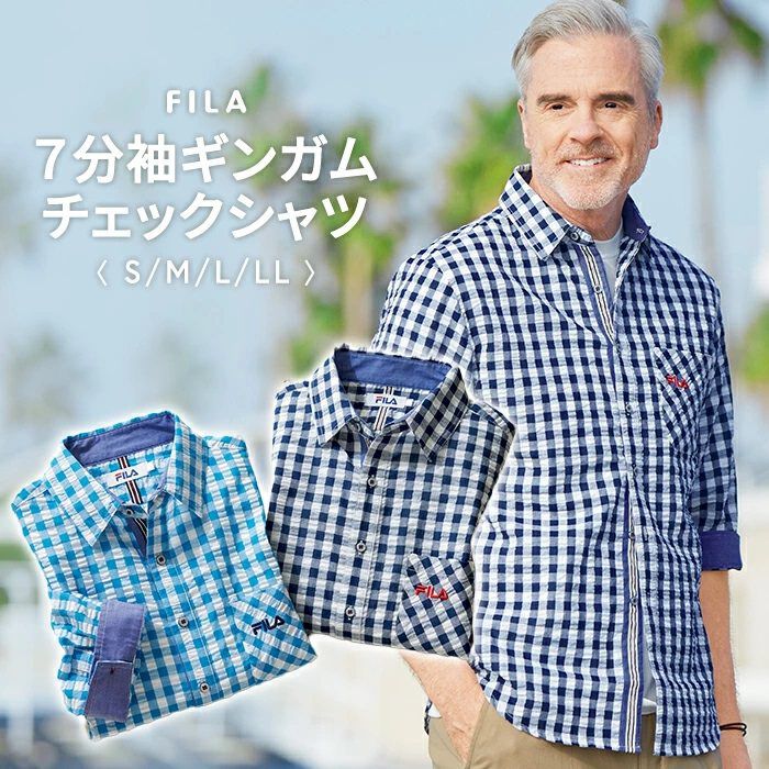 BACKYARD FAMILY「シャツ メンズ カジュアル 通販 ギンガムチェックシャツ ７分袖シャツ ７分袖 メンズシャツ」|その他|