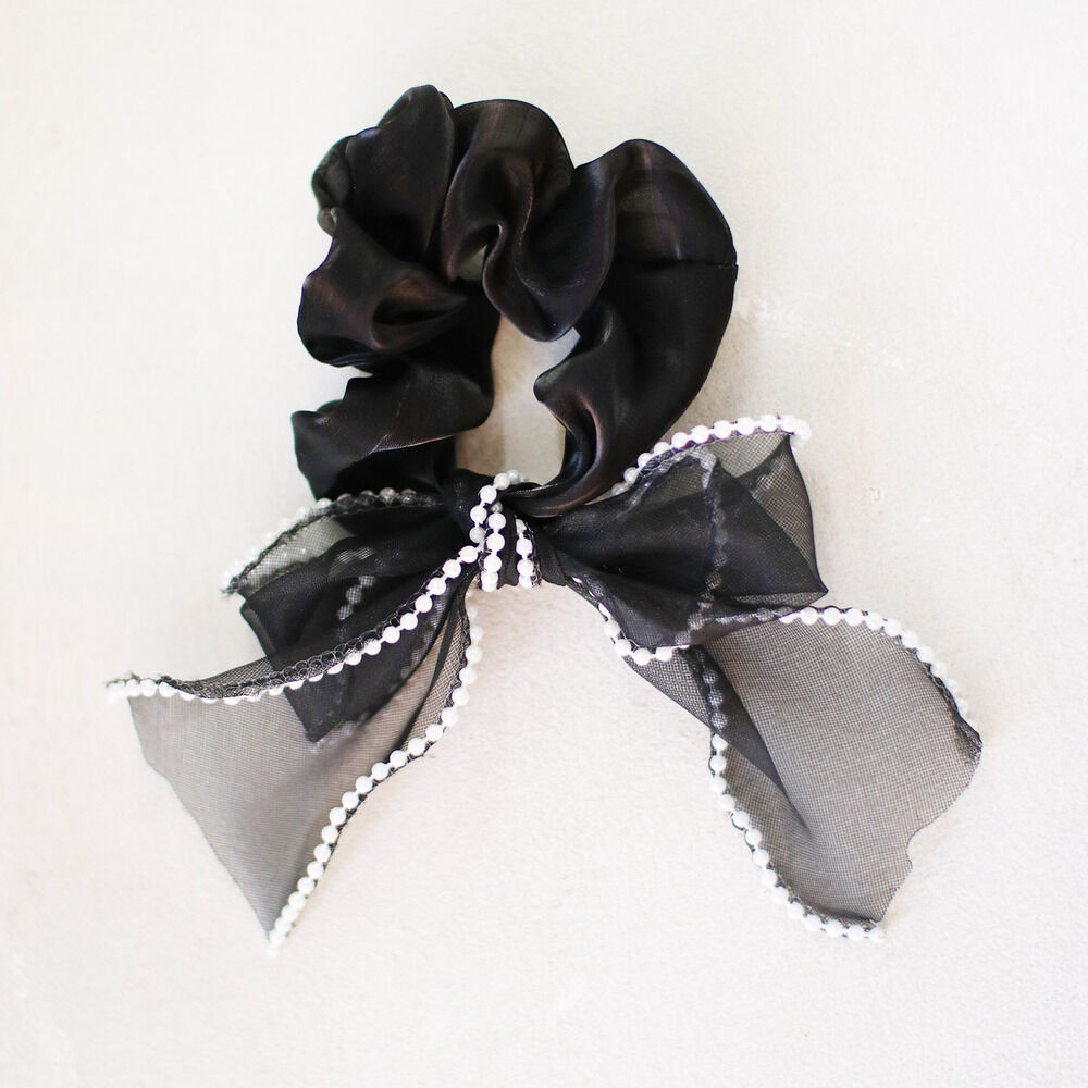 BACKYARD FAMILY「シュシュ 子供 リボン 大きめ パール 通販 ヘアゴム 髪飾り 子ども こども キッズ 女の子」|その他|ブラック1