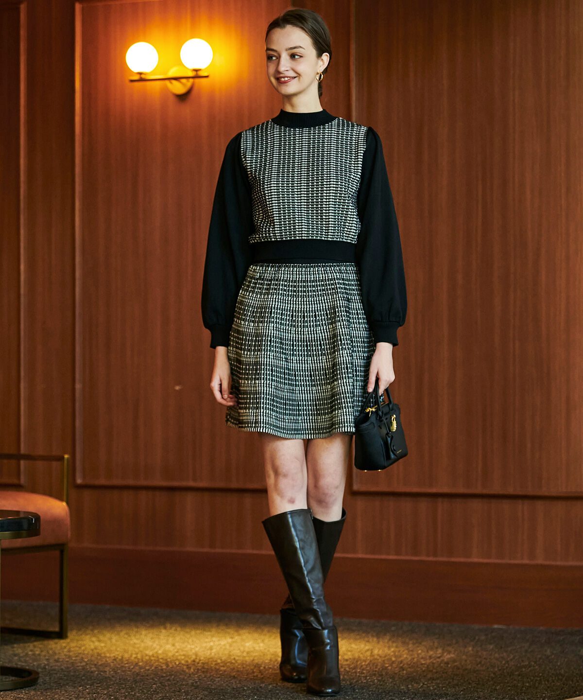 アンドクチュール「ジャガードニットミニスカート」|台形|