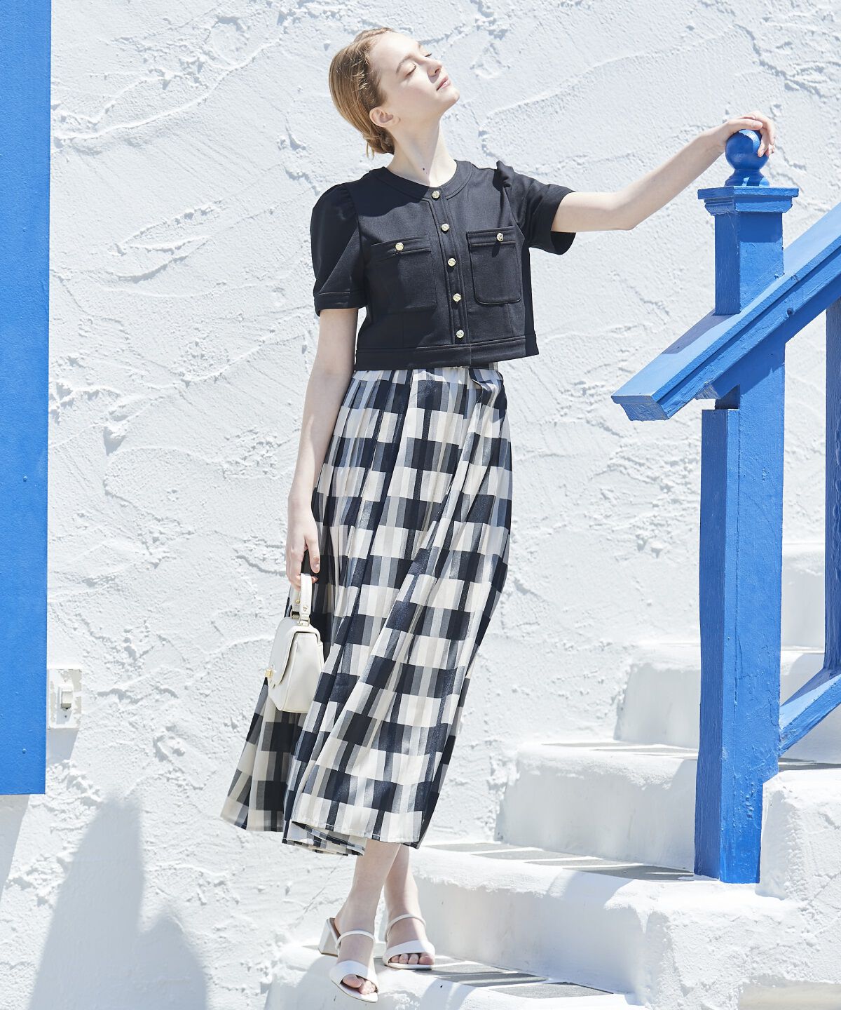 アンドクチュール「シアーチェックタックフレアスカート」|フレア|