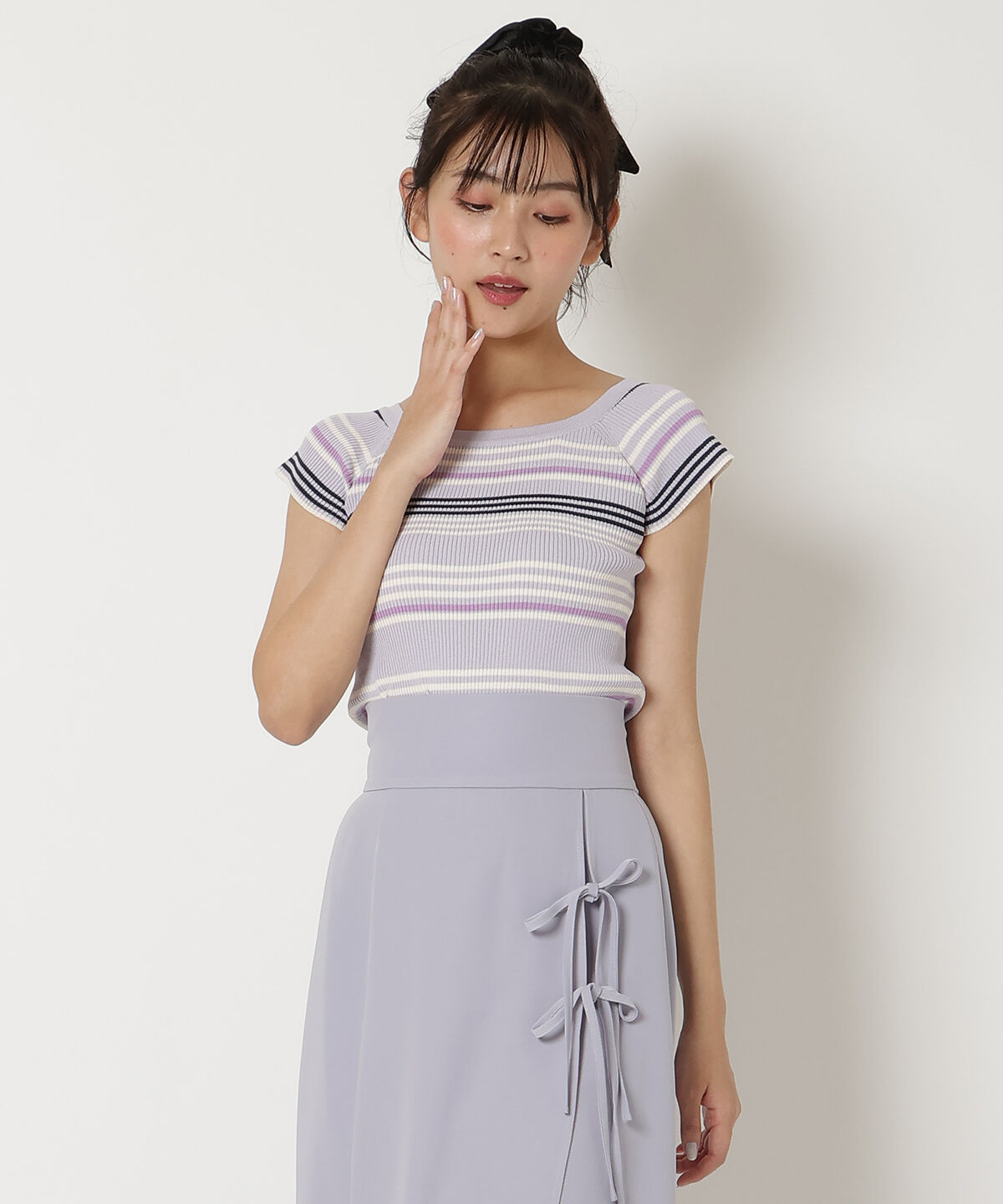 REDYAZEL「ボーダーリブニット」|ニット・セーター|ピンク