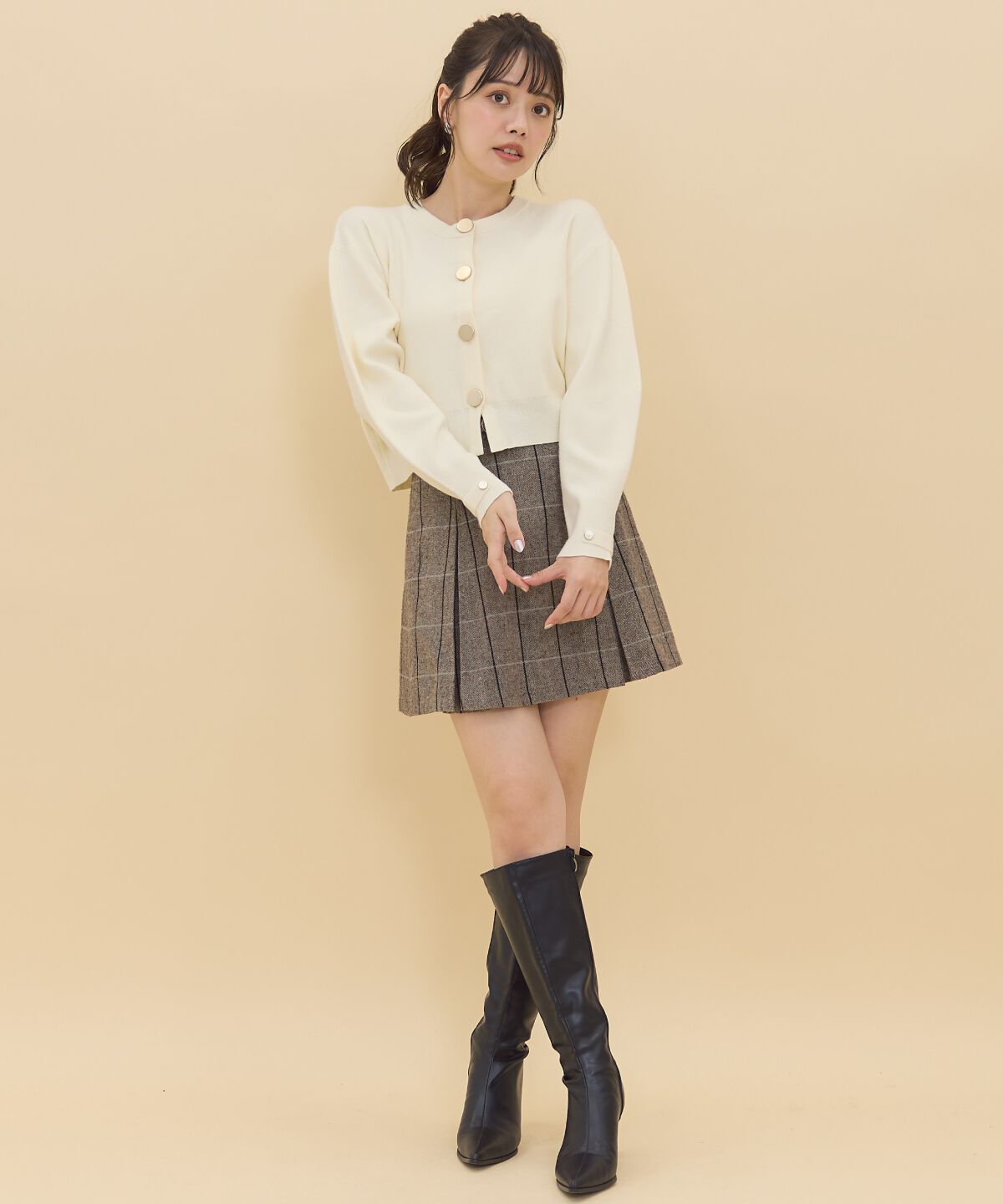 REDYAZEL「ゴールドボタンニットカーディガン」|カーディガン|