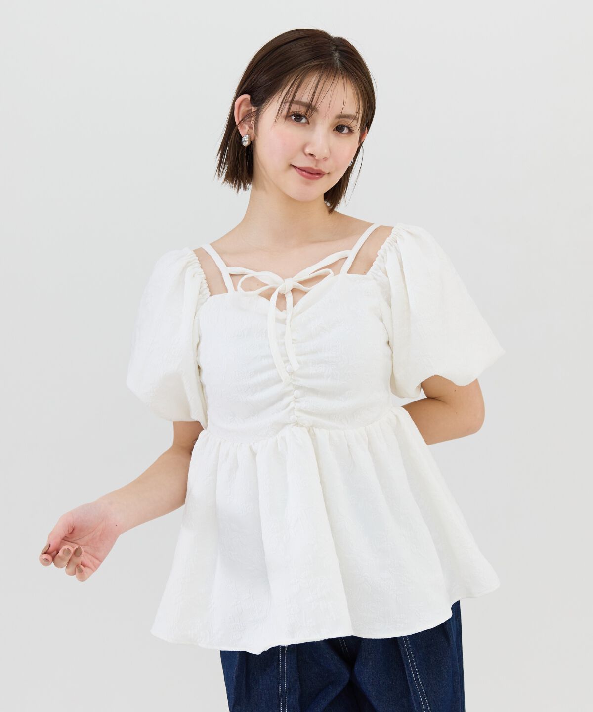 REDYAZEL「２WAYジャガードペプラムトップス」|シャツ・ブラウス|オフ