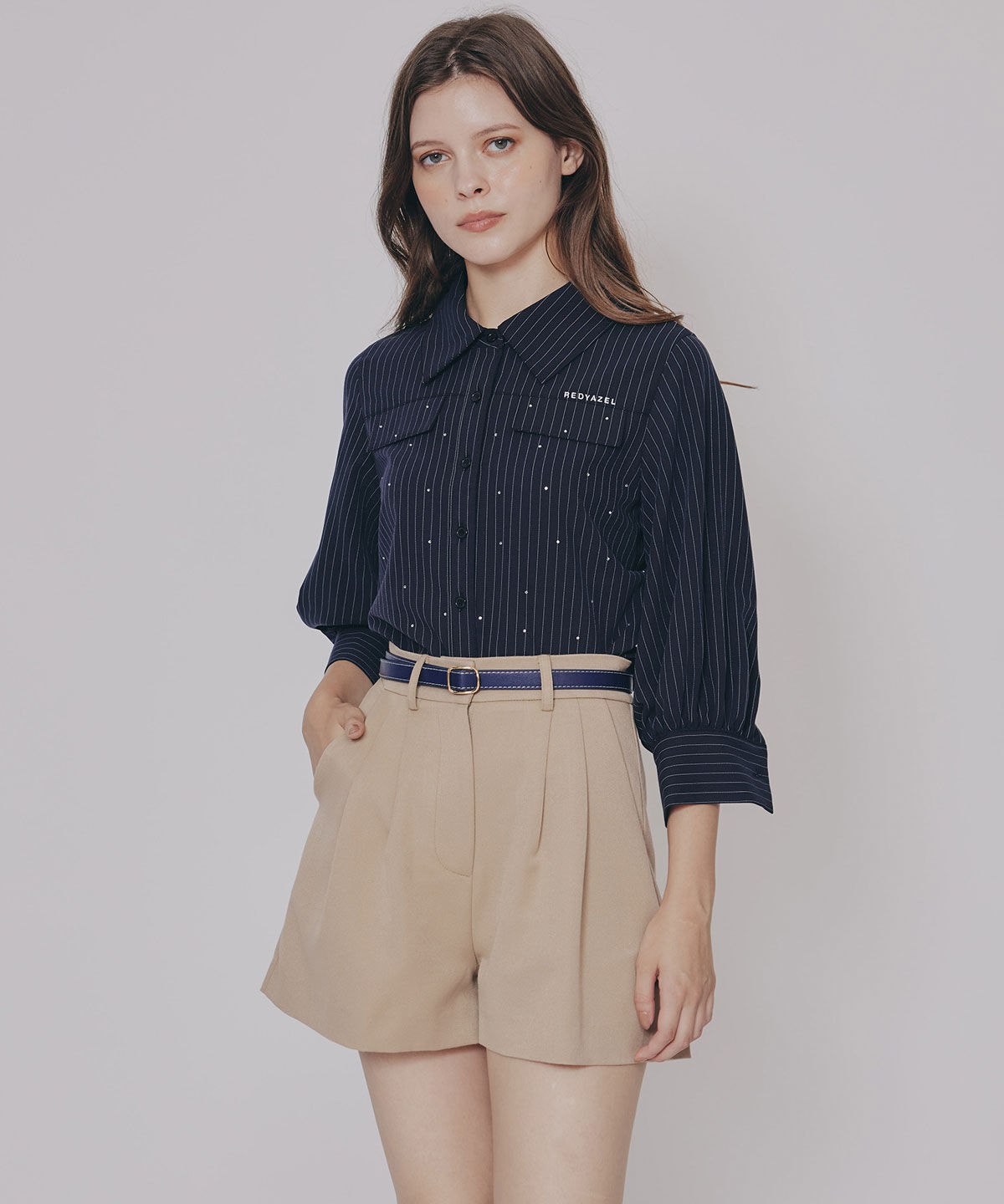 REDYAZEL「ハイウエストタックショートパンツ」|キュロット|