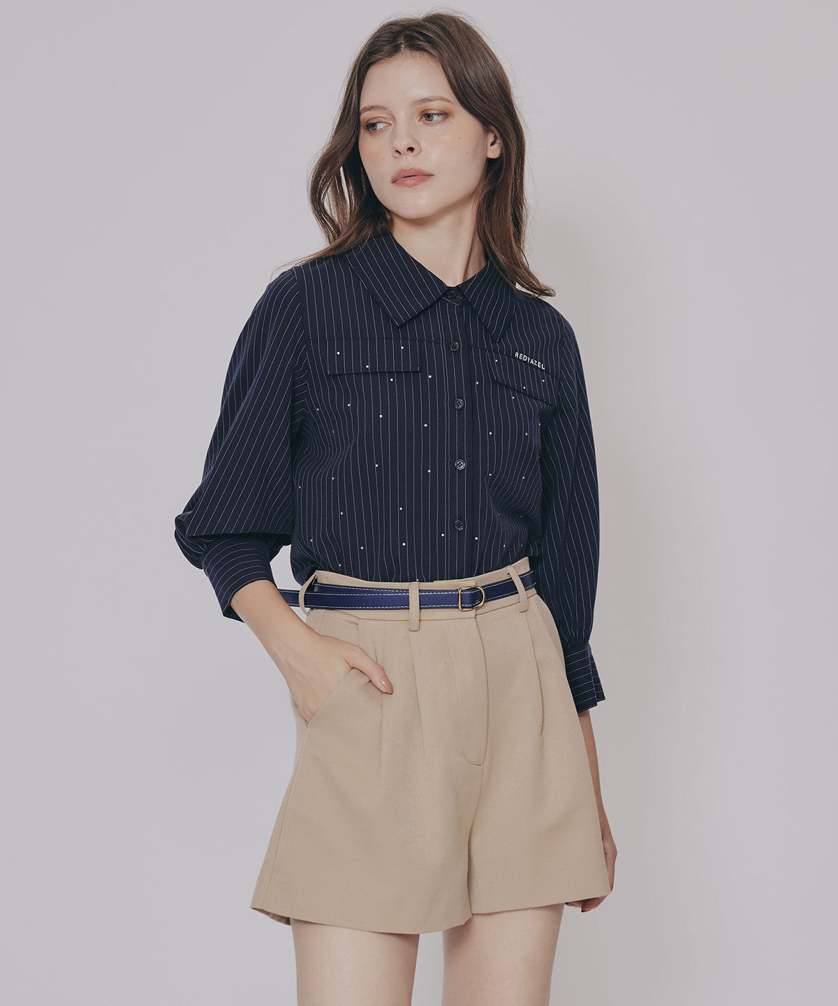 REDYAZEL「ハイウエストタックショートパンツ」|キュロット|