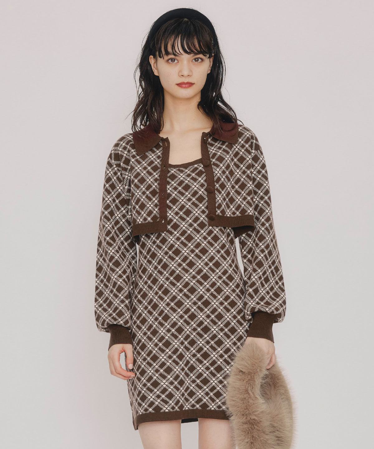 REDYAZEL「ｸﾗｼｶﾙﾆｯﾄｶｰﾃﾞｨｶﾞﾝ&times;ｷｬﾐｿｰﾙﾆｯﾄﾜﾝﾋﾟｰｽｾ  」|ワンピース|