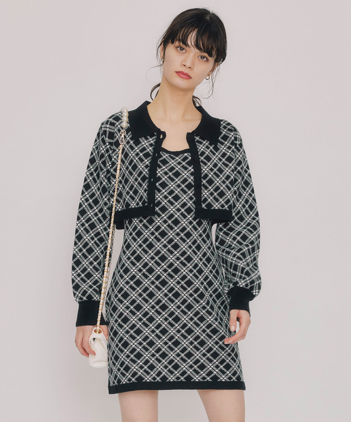 REDYAZEL「ｸﾗｼｶﾙﾆｯﾄｶｰﾃﾞｨｶﾞﾝ&times;ｷｬﾐｿｰﾙﾆｯﾄﾜﾝﾋﾟｰｽｾ  」|ワンピース|