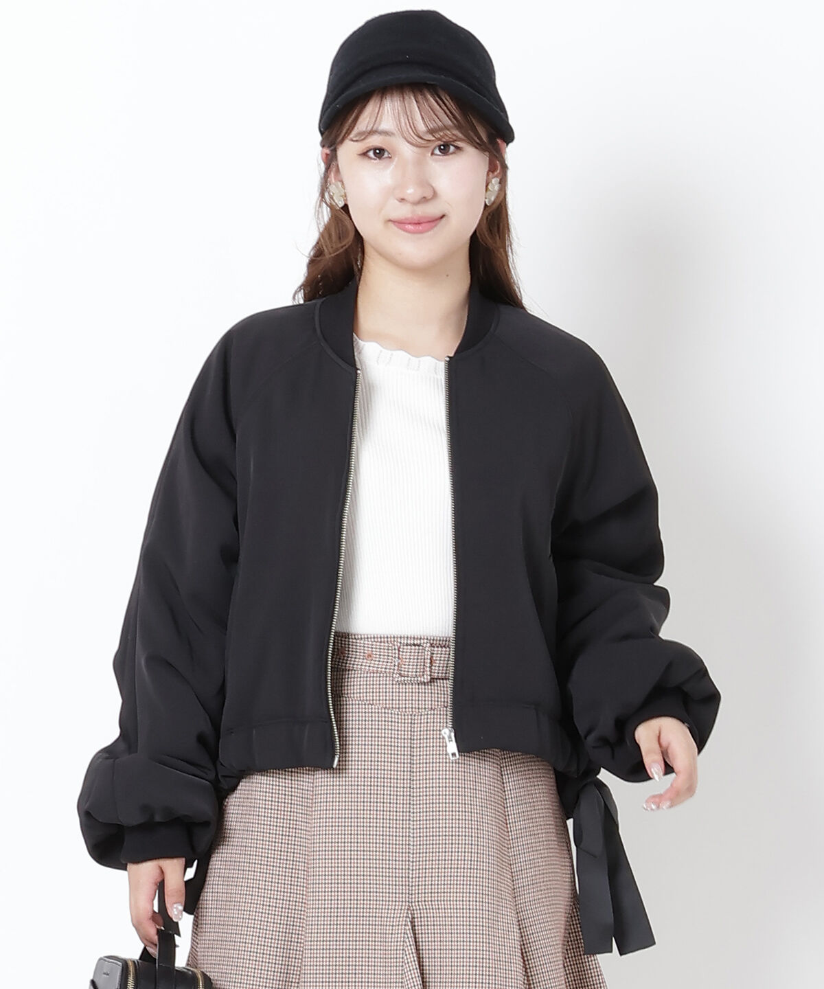 WILLSELECTION「サイドリボンボリューム袖ブルゾン」|ブルゾン・スタジャン|ブラック