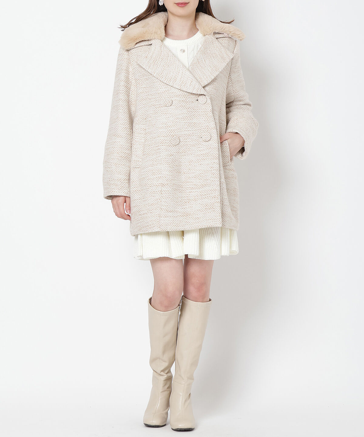 WILLSELECTION「ヘリンボーンファー付きコート」|その他|