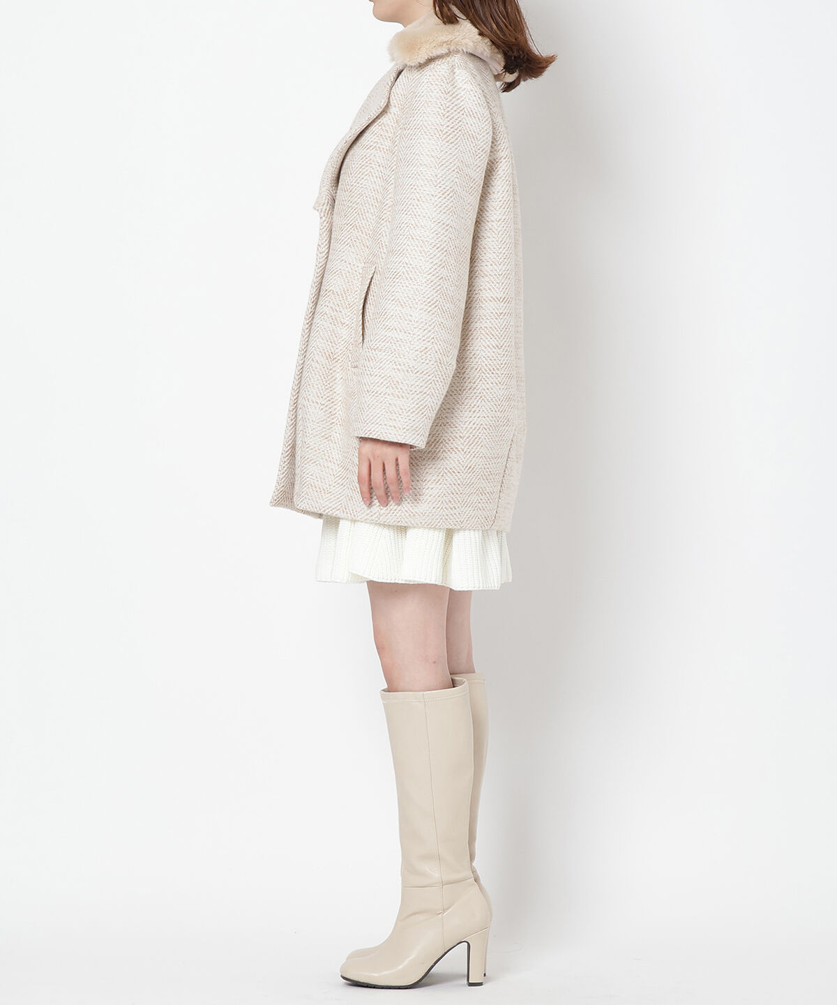 WILLSELECTION「ヘリンボーンファー付きコート」|その他|