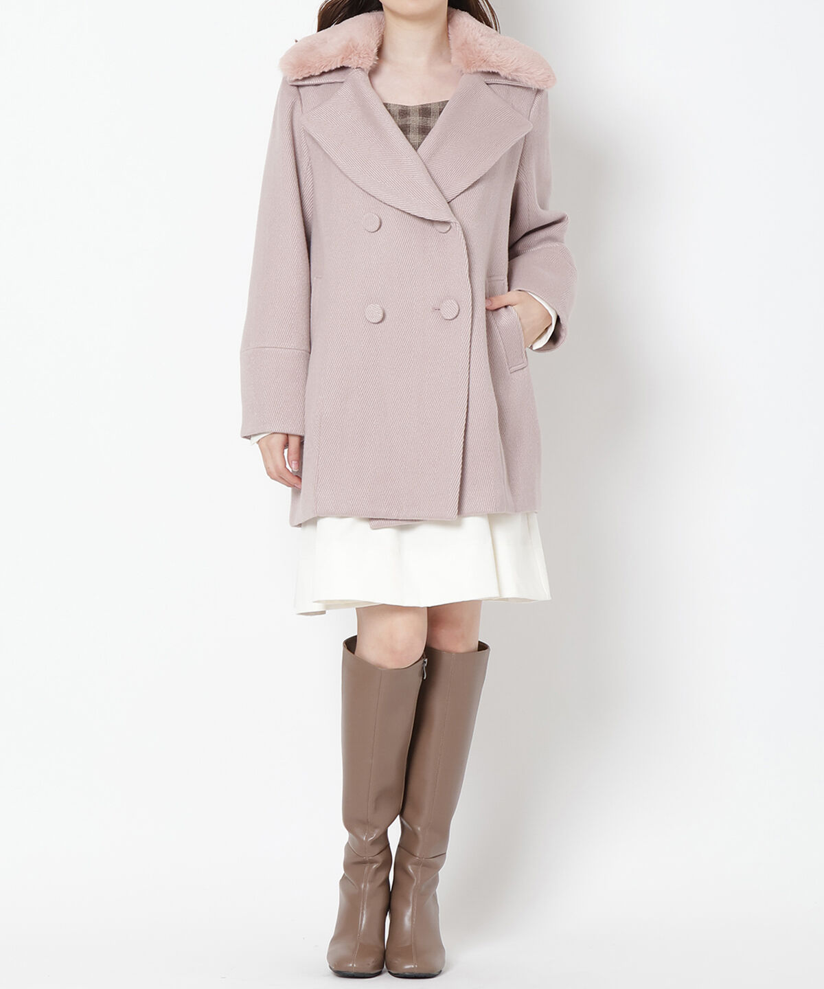 WILLSELECTION「ヘリンボーンファー付きコート」|その他|