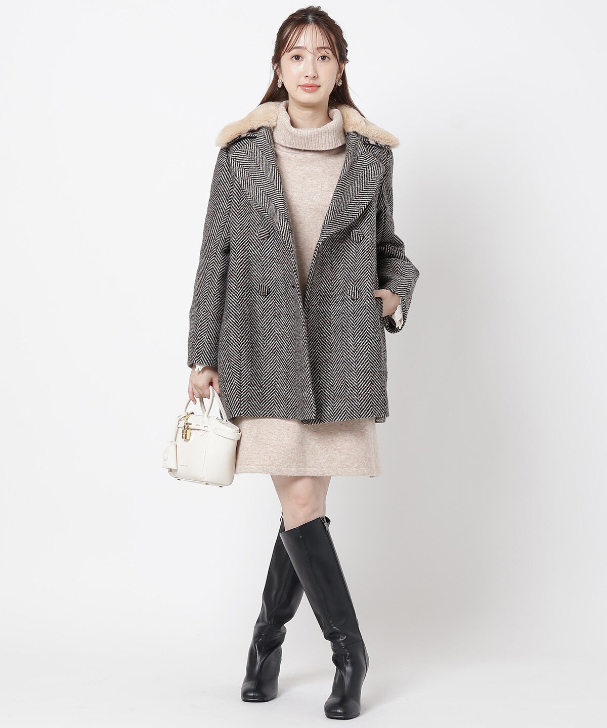 WILLSELECTION「ヘリンボーンファー付きコート」|その他|