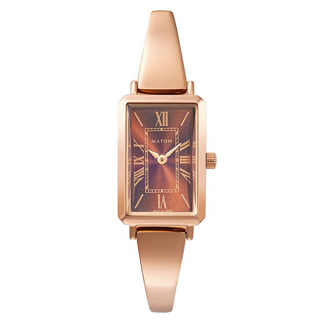 MATOW「〈MATOW (マトウ)〉Tsuki 月華 ｽｸｴｱ ﾛｰｽﾞｺﾞｰﾙﾄﾞ ｱﾝﾊﾞｰ」|腕時計|