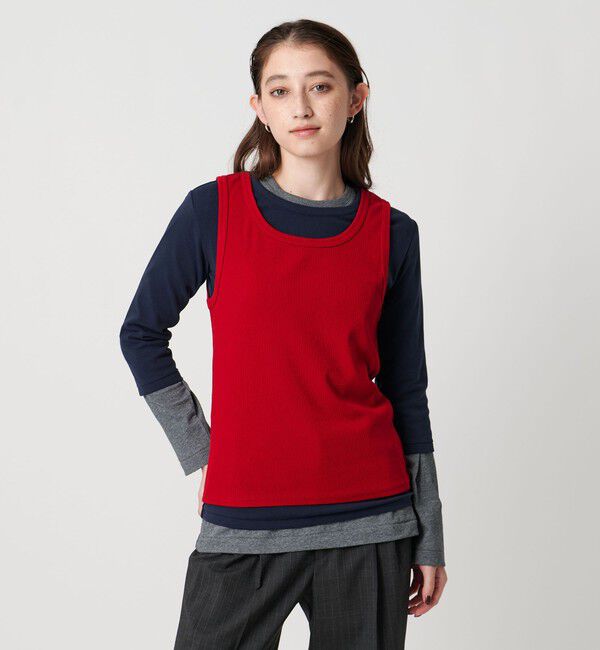 UNITED ARROWS「【別注】＜WILHELM NEUBERT＞レイヤード トップス」|Tシャツ・カットソー|RED
