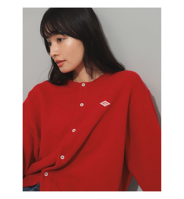 Ray BEAMS 「DANTON / ラムウール クルーネック カーディガン」|カーディガン|RED