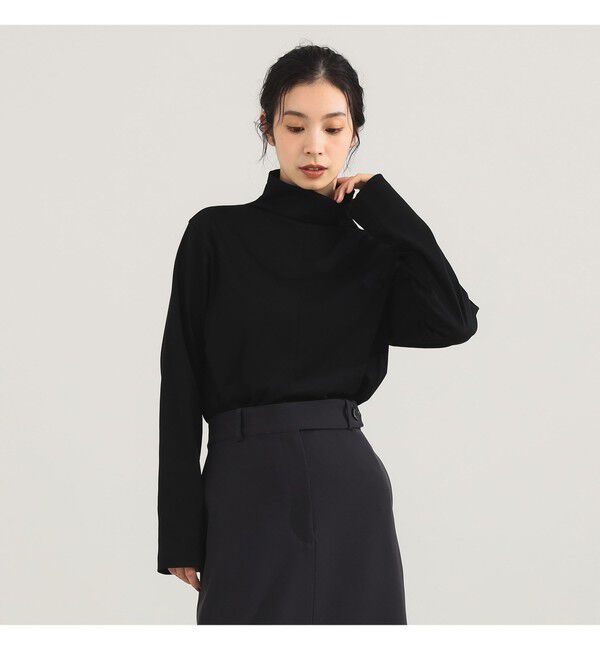 Demi-Luxe BEAMS 「CINOH / ジャージ ハイネック カットソー」|Tシャツ・カットソー|BLACK
