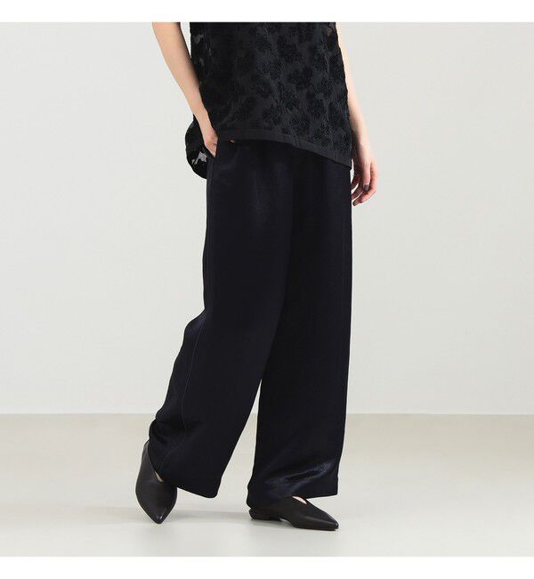 Demi-Luxe BEAMS 「アセテート サテン ワイドパンツ」|チノ|NAVY