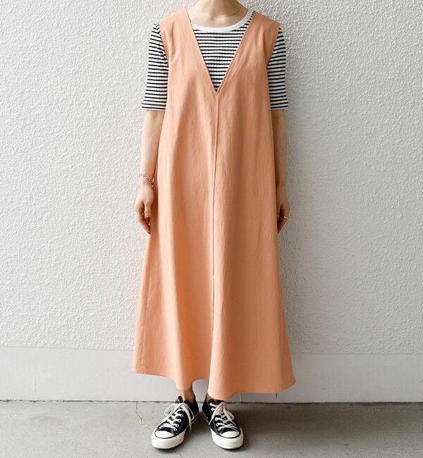 SHIPS any「SHIPS any:〈洗濯機可能〉ドライリネン Vネック ワンピース」|ワンピース|