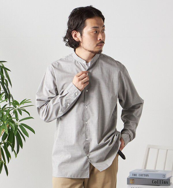 SHIPS any「SHIPS any: ストライプ / ソリッド リラックス バンドカラー シャツ 25AW◇」|シャツ・ブラウス|