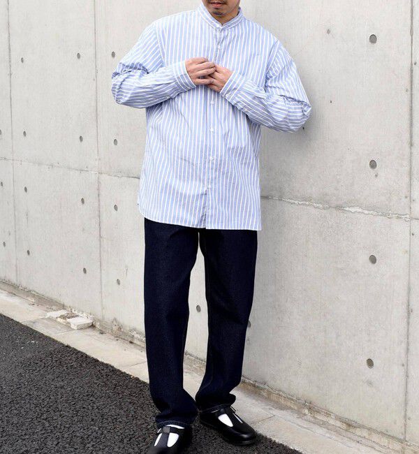 SHIPS any「SHIPS any: ストライプ / ソリッド リラックス バンドカラー シャツ 25AW◇」|シャツ・ブラウス|
