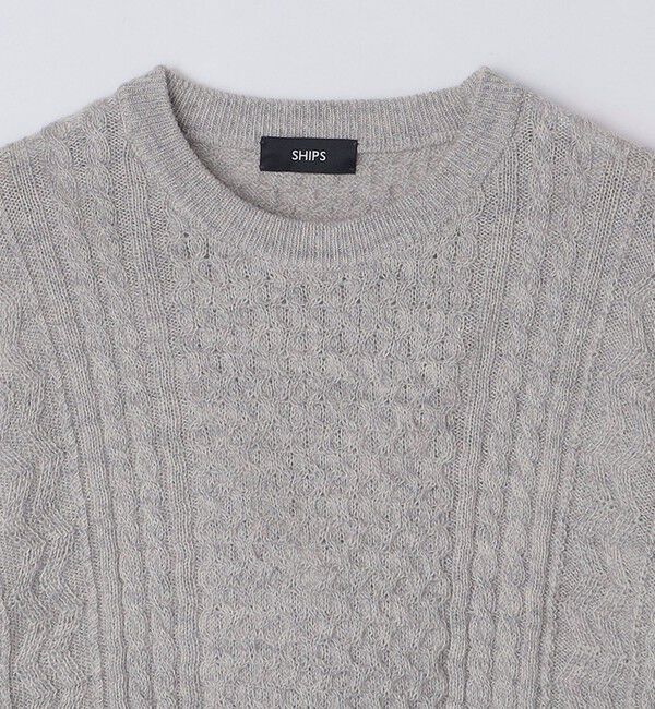 SHIPS「SHIPS:〈手洗い可能〉ランダム アラン クルーネック プルオーバー ニット」|ニット・セーター|