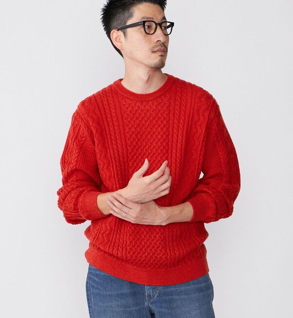 SHIPS「SHIPS:〈手洗い可能〉ランダム アラン クルーネック プルオーバー ニット」|ニット・セーター|