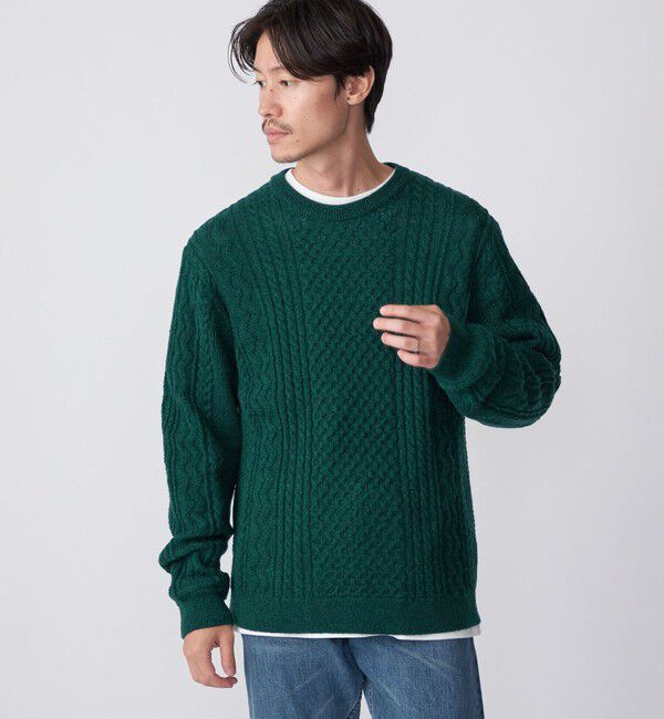 SHIPS「SHIPS:〈手洗い可能〉ランダム アラン クルーネック プルオーバー ニット」|ニット・セーター|