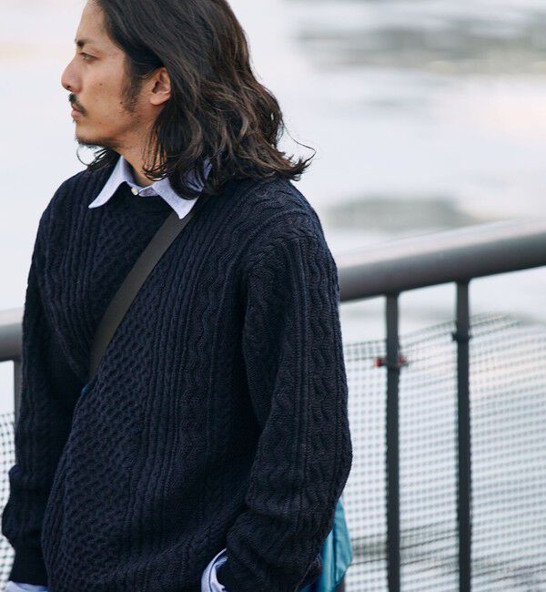 SHIPS「SHIPS:〈手洗い可能〉ランダム アラン クルーネック プルオーバー ニット」|ニット・セーター|