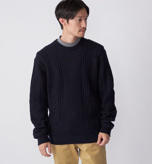 SHIPS「SHIPS:〈手洗い可能〉ランダム アラン クルーネック プルオーバー ニット」|ニット・セーター|