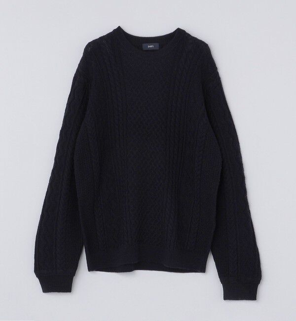 SHIPS「SHIPS:〈手洗い可能〉ランダム アラン クルーネック プルオーバー ニット」|ニット・セーター|