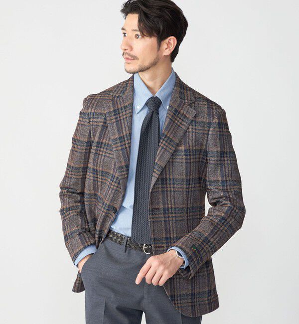 SHIPS「SHIPS: Lanificio di Pray社製 チェック ジャケット」|テーラードジャケット|キャメル