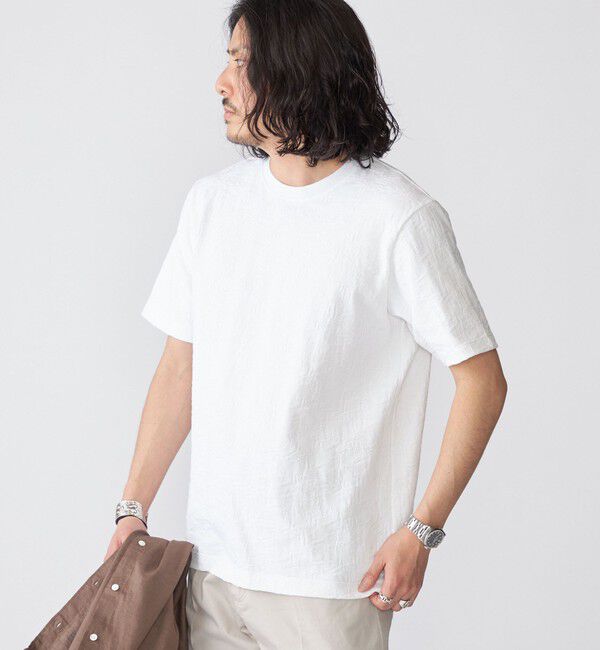 SHIPS「SHIPS: リンクス ジャカード リーフ柄 Tシャツ」|Tシャツ・カットソー|