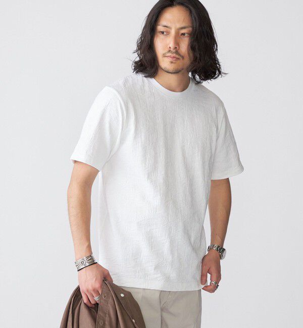 SHIPS「SHIPS: リンクス ジャカード リーフ柄 Tシャツ」|Tシャツ・カットソー|