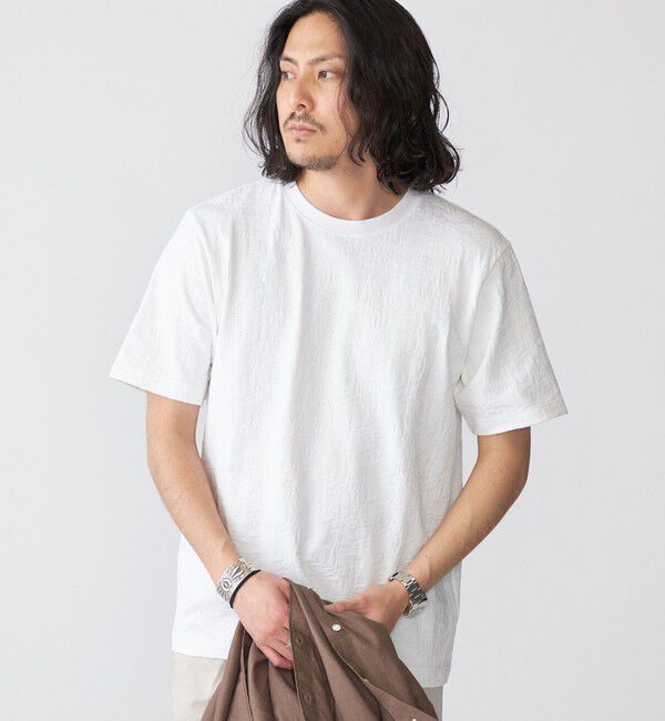 SHIPS「SHIPS: リンクス ジャカード リーフ柄 Tシャツ」|Tシャツ・カットソー|