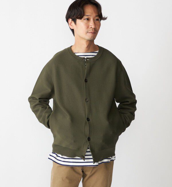 SHIPS「SHIPS:〈手洗い可能〉ガーター クルーネック ボタン カーディガン」|カーディガン|