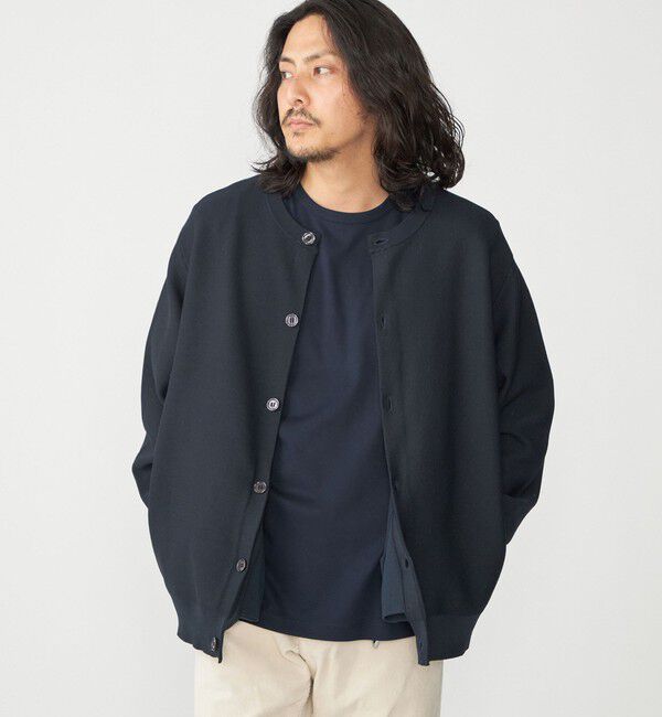 SHIPS「SHIPS:〈手洗い可能〉ガーター クルーネック ボタン カーディガン」|カーディガン|ネイビー