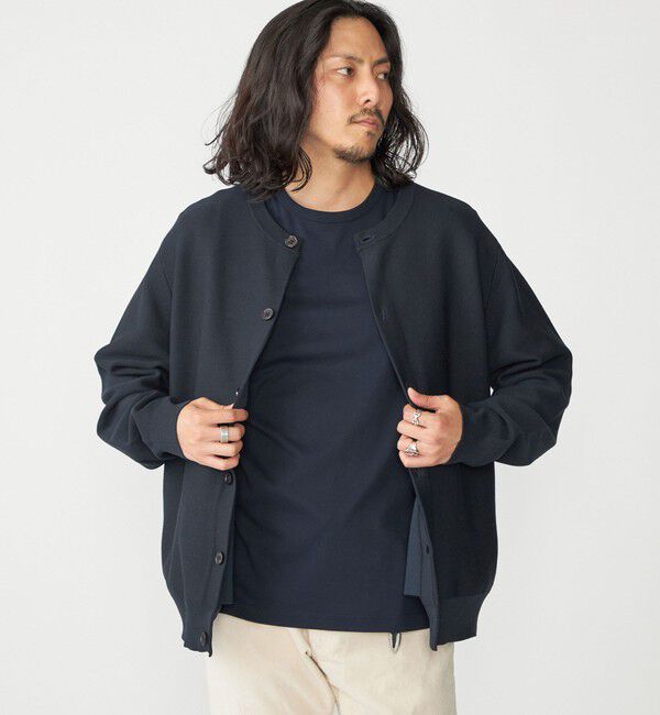 SHIPS「SHIPS:〈手洗い可能〉ガーター クルーネック ボタン カーディガン」|カーディガン|