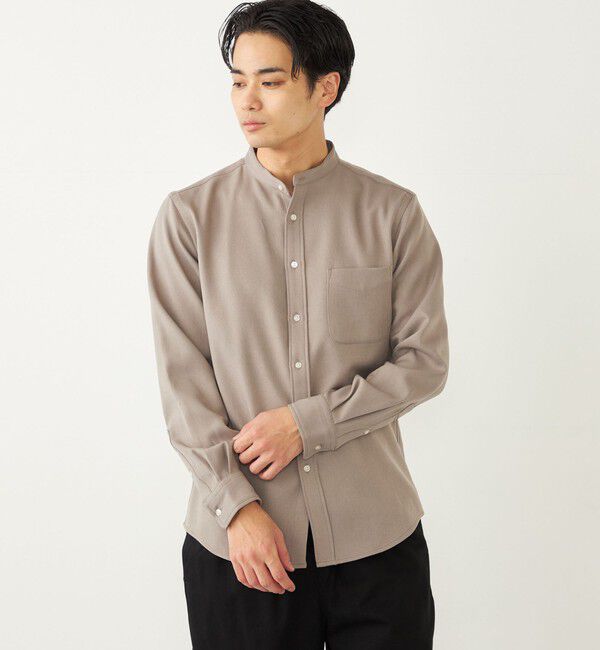 SHIPS Colors 「SHIPS Colors:〈洗濯機可能〉ウールライク バンドカラー シャツ」|シャツ・ブラウス|