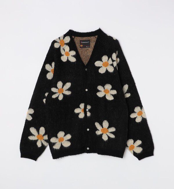 SHIPS「TOWNCRAFT:〈手洗い可能〉総柄 ラグランスリーブ シャギー ニット カーディガン」|カーディガン|ブラック